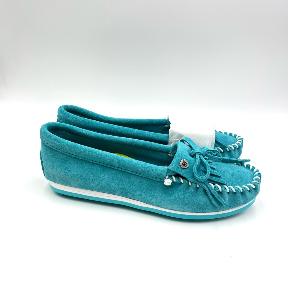 Minnetonka‎ Size 6 Turquoise Blue Suede Leather Moccasins Loafers Flats Shoes